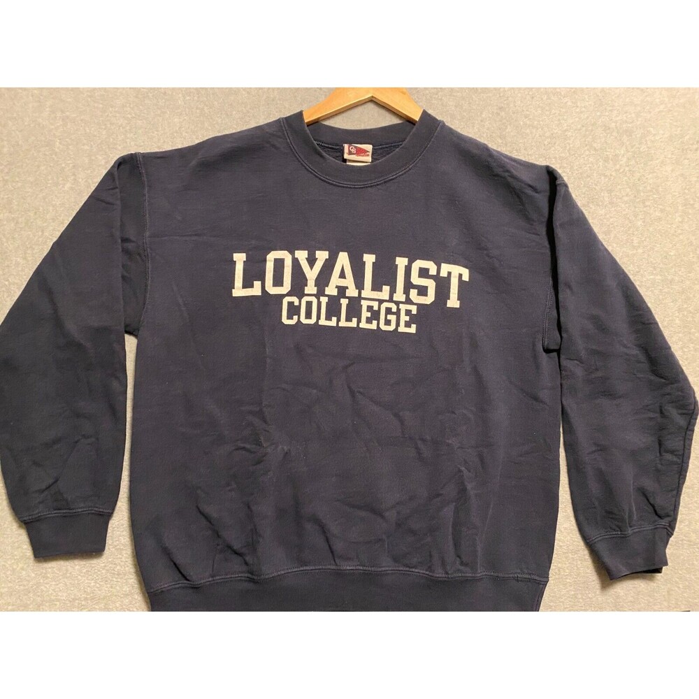 Loyalist College Sweatshirt Men's Large Blue Cotton‎ Pullover Campus Specialties